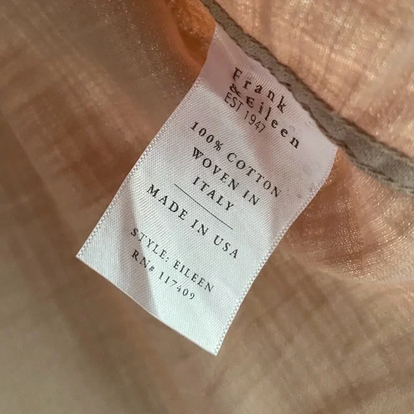 Frank & Eileen Eileen Button-Up Shirt Famous Denim Size: M Sand - Picture 10 of 16